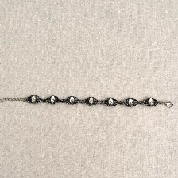 Crown Privilege Silver Womans Bracelet with Marquise and Hematite Rhinestones - Picture 5 of 8